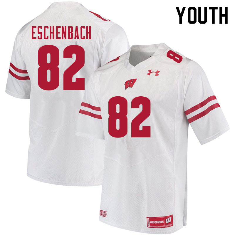 Wisconsin Badgers Youth #82 Jack Eschenbach NCAA Under Armour Authentic White College Stitched Football Jersey HM40I61OU